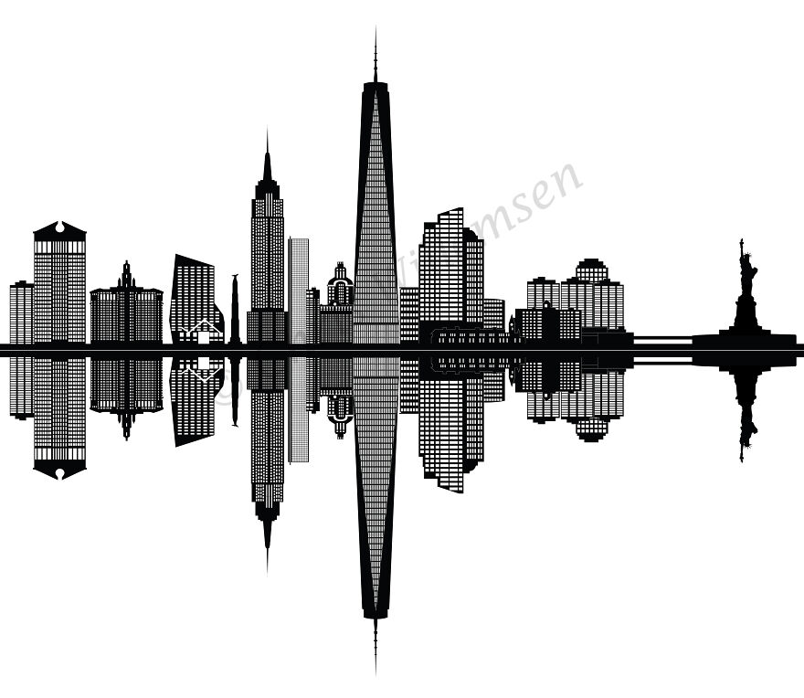 New York Mirror City Skyline