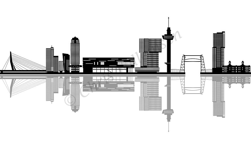 Rotterdam Mirror City Skyline