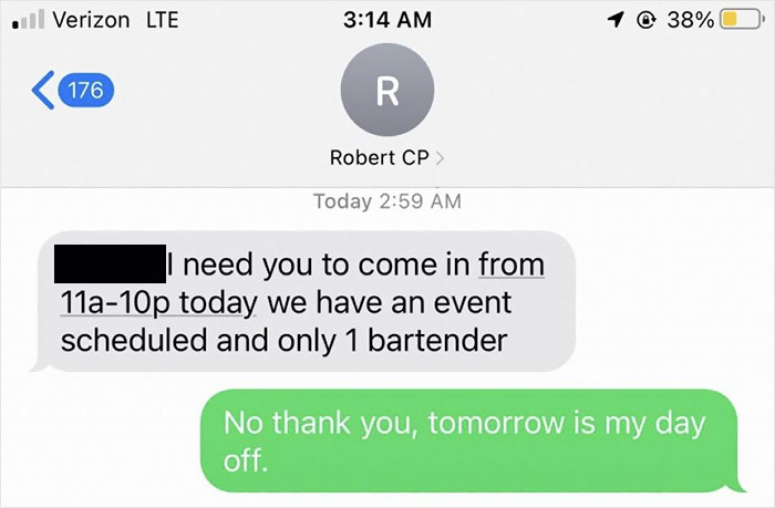 Boss Criticizes Bartender For Drinking During His Day Off, Changes His Tone Immediately When They Quit Boss Criticizes Bartender For Drinking During His Day Off, Changes His Tone Immediately When They Quit