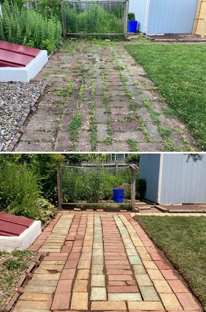 Bought A House Recently And Decided To Power Wash The Brick Patio. Had No Idea They'd Be Different Colors