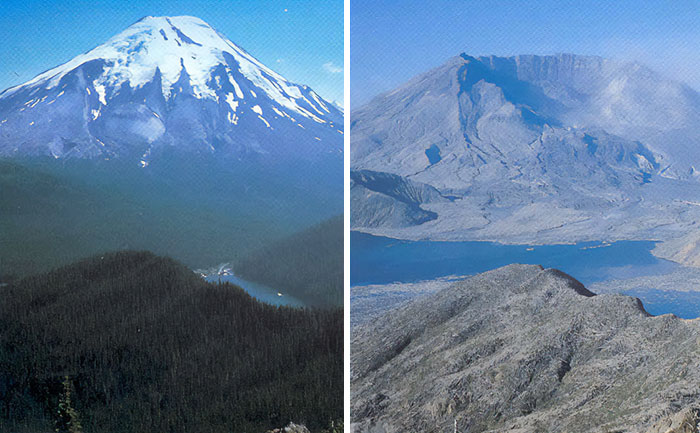 Mt St Helens Before And After Its 1980 Eruption