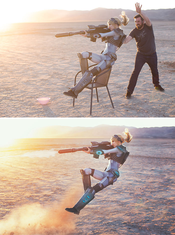 Before/After Of A Cosplay Photo I Took Out In The California Desert