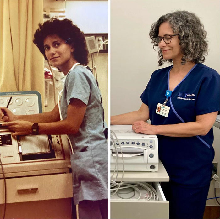 Just Retired After 42 Years As An Obstetrical Nurse, At The Same Hospital. Here I Am At The Start (1979) And End Of My Career