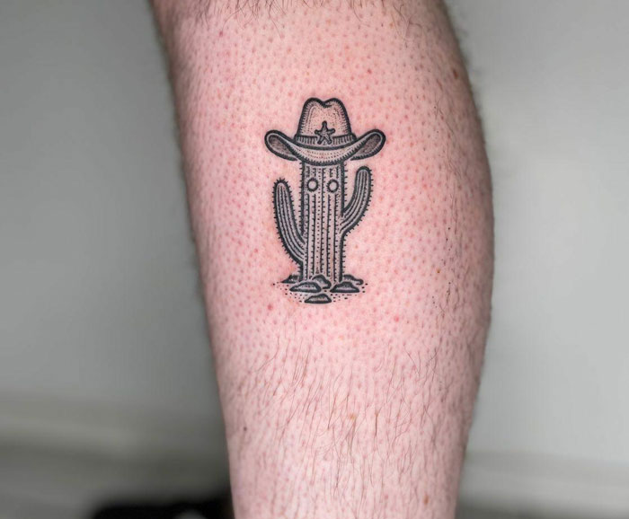 My First Time Getting A Tattoo, A Cowboy Cactus. Done By Mike Stout At Top Boy Tattoo, Brighton