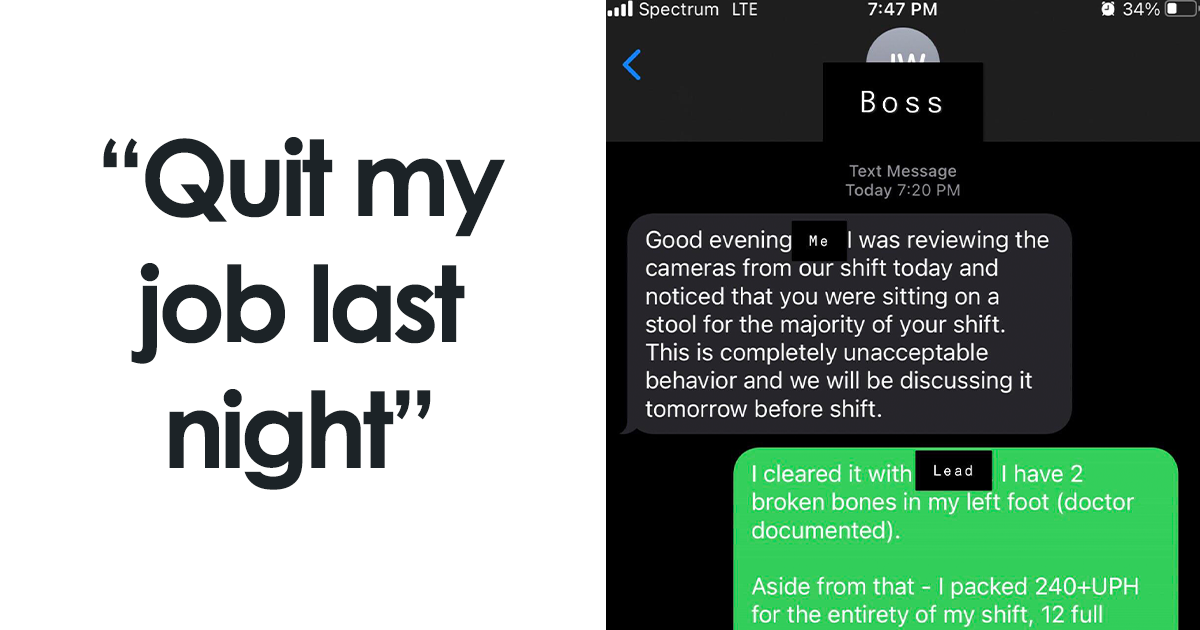 Boss Criticizes Employee With Broken Bones For Sitting On A Stool Changes His Tone Immediately When He Quits Bored Panda
