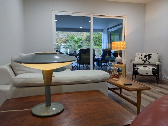 Living Room With Flying Saucer Lamp