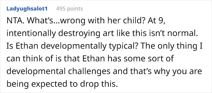 Woman Wants To Know If She Is The Jerk For Charging Her Sister $3,400 For A Painting Her 9 Y.O. Nephew Ruined Woman Wants To Know If She Is The Jerk For Charging Her Sister $3,400 For A Painting Her 9 Y.O. Nephew Ruined