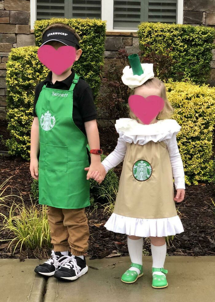 Family Halloween Costume. Made These For My Kids. I Followed Them Around Wearing Basic Leggings And Flannel, And Drinking Wine From A Starbucks Cup. Best Costume Ever