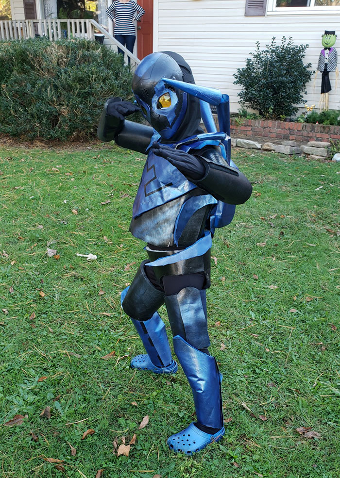 Blue Beetle Costume I Made For My Son For Halloween