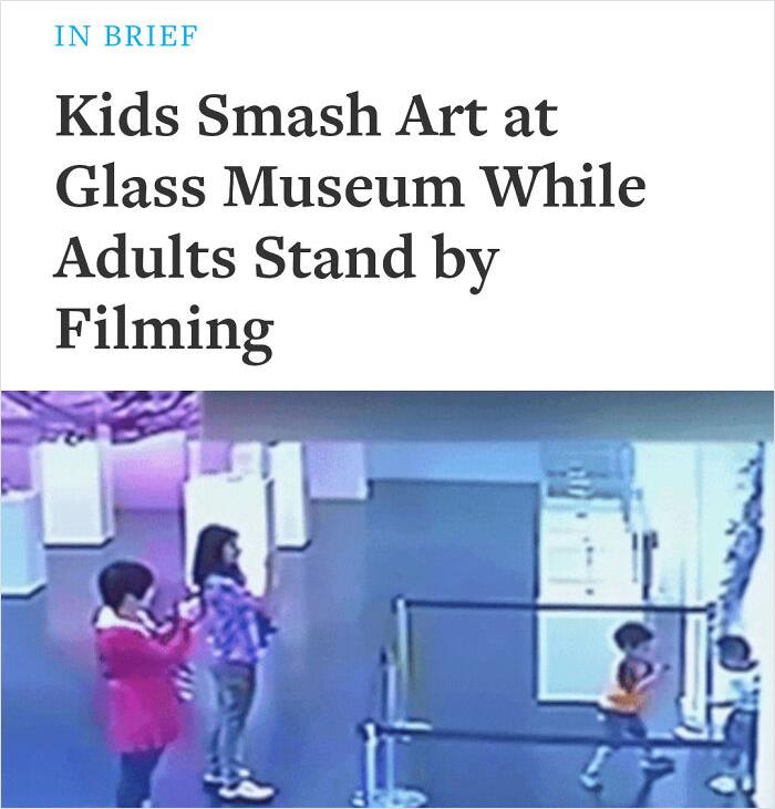 Kids Smash Glass Artwork Whole Parents Stand Back And Film