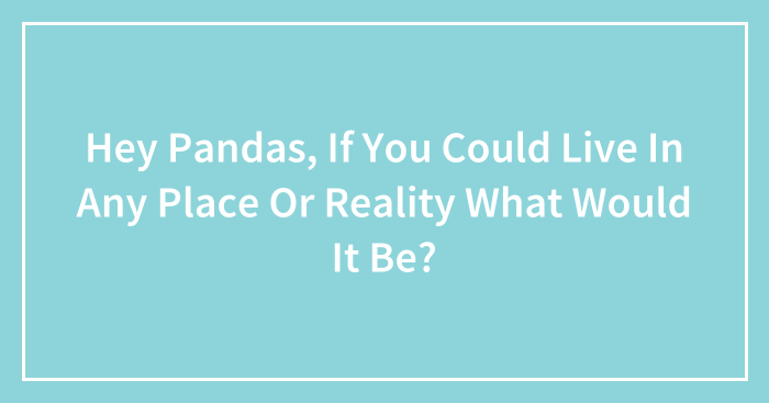 Hey Pandas, If You Could Live In Any Place Or Reality What Would It Be? (Closed)