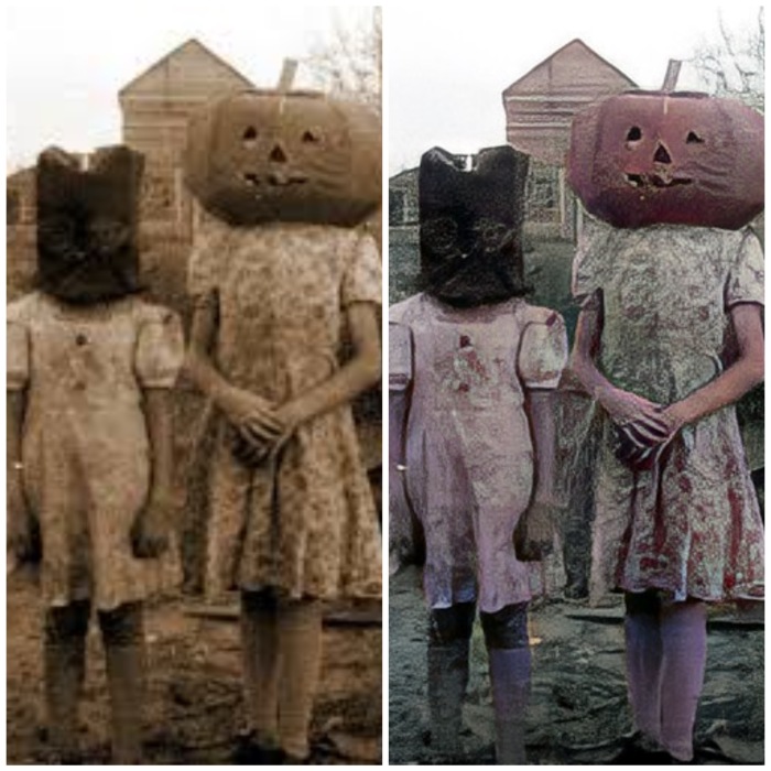 Vintage Halloween Costume Photos Restored And Colorized To Terrifying Results (9 Pics)