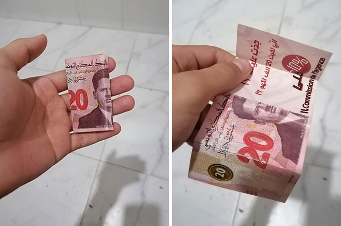 I Just Found 20 Tunisian Dinars (7.5 Dollars) On The Ground, Then After Opening It, It Was Just An Advertisement For Some Stupid Discount