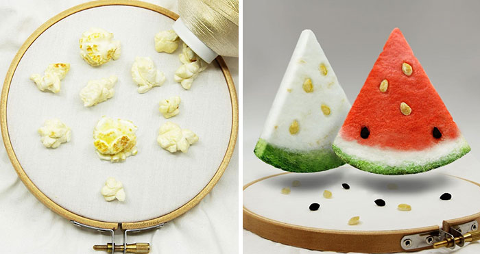 Artist Makes 31 3D Embroideries Of Food, And They Are A Feast For The Eyes