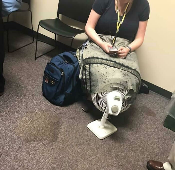 Using The Only Fan In A Crowded, Warm Waiting Room To Cool Off Your Hot Box