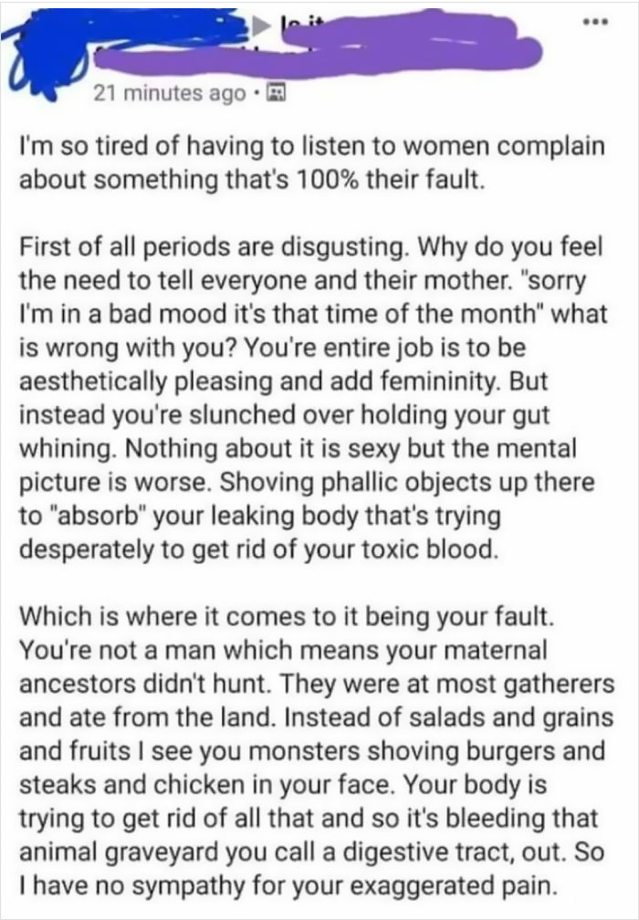 Periods Are Women's Fault Now