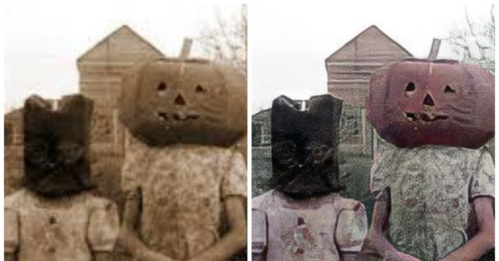 Vintage Halloween Costume Photos Restored And Colorized To Terrifying Results (9 Pics)