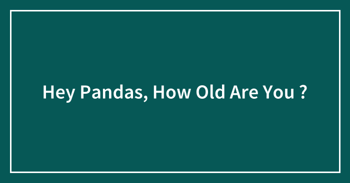 Hey Pandas, How Old Are You ?