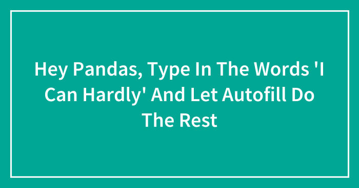 Hey Pandas, Type In The Words ‘I Can Hardly’ And Let Autofill Do The Rest (Closed)