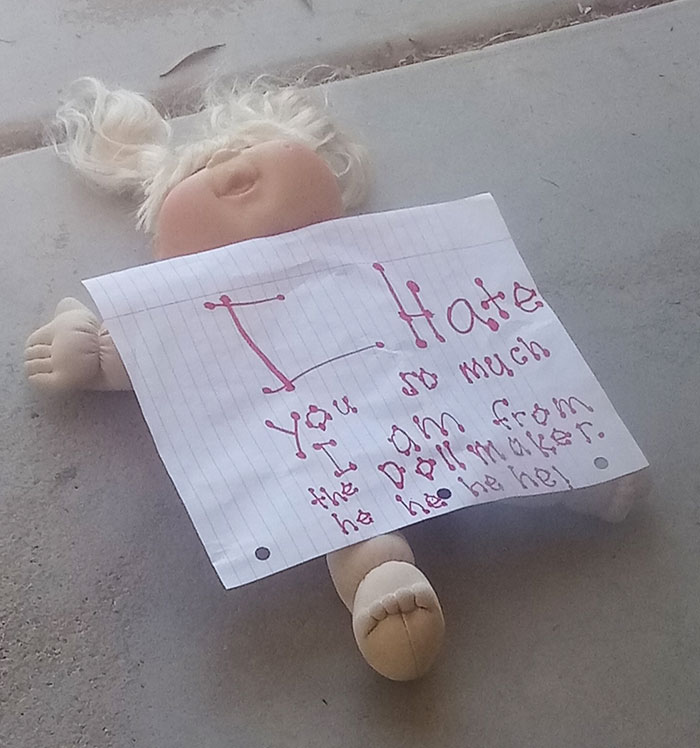 My Sister (7) Left This Right Outside Our Door And Ran Back Inside, Looked Through The Window And Told Us The "Doll Maker" Was Coming For Us