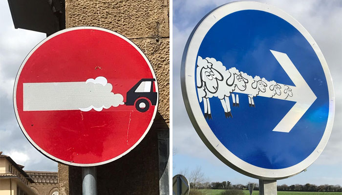 To Express His Protest Against Unjust Rules, This Artist Humorously Hijacks Road Signs And These Are 30 Of The Most Creative Ones