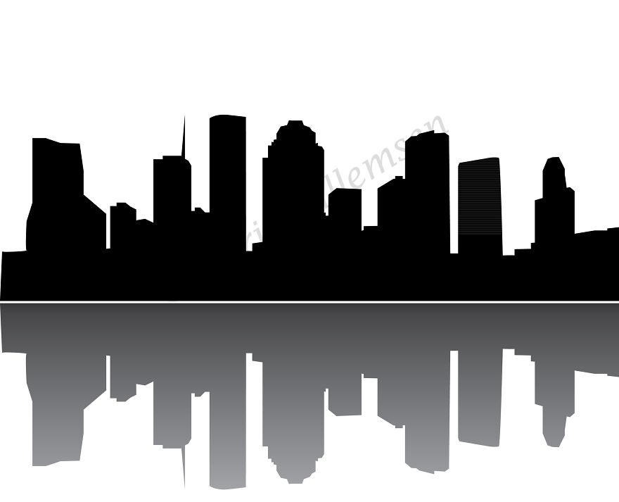 Houston Mirror City Skyline