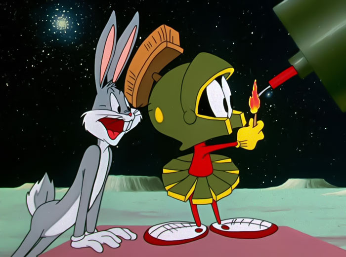 Bugs Bunny and Marvin The Martian in space