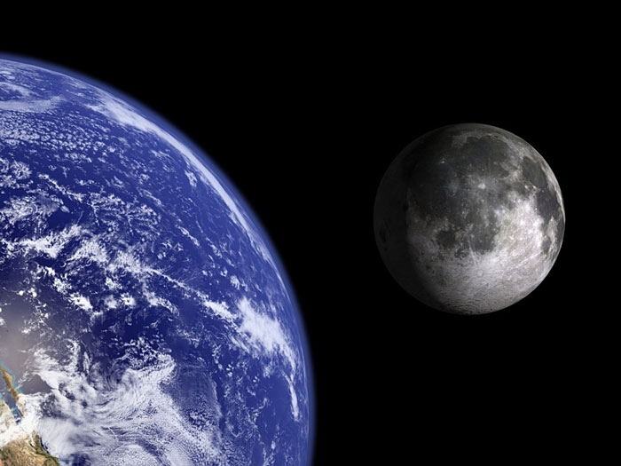 Space picture of Earth and Moon