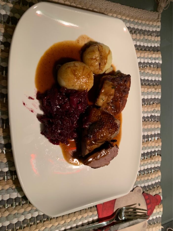 Goose-Leg, Dumplings And Red Cabbage! With Lots Of Red Wine Gravy! Mostly @christmas In Germany