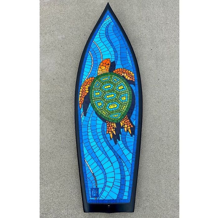 I Created This Sea Turtle Mosaic Surfboard (9 Pics)