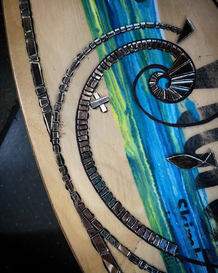 I Created This All Mirror Ocean Wave Inspired Mosaic Skim Board