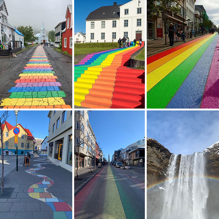 Dato curioso: Islandia está llena de arcoíris. Sus senderos arcoíris se pintaron para demostrar su gran apoyo por el Orgullo LGBTI+, la diversidad y la aceptación