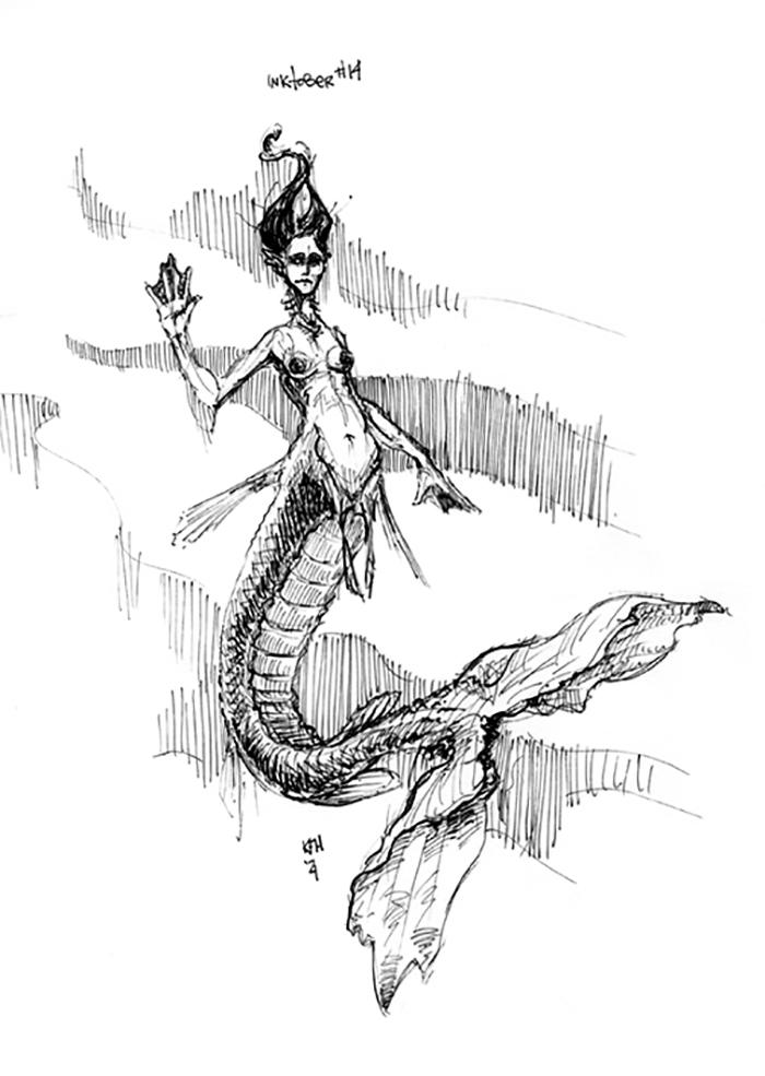 Mermaid Sketchbook And Micron Pen.