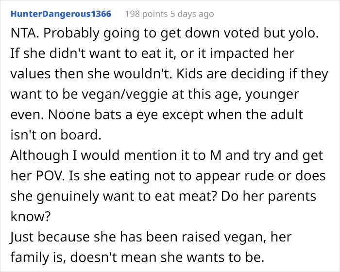 Dad Gives Meat And Dairy To His Daughter's Friend Despite Her Family Being Vegan, Wonders If His Actions Are Justified