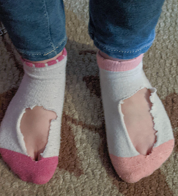 My Five-Year-Old Daughter Cut Holes In Her Socks Just In Case Her Feet Get Hot