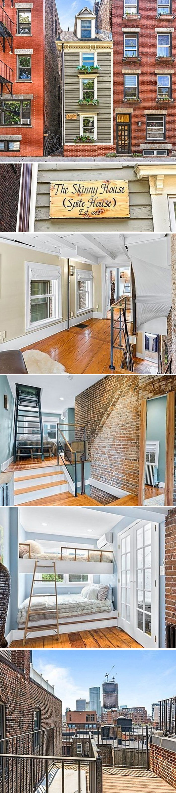 The “Skinny House” Also Known As The “Spite House” In Boston Is For Sale. $1,200,000. Boston, Ma. 2 Bd, 1 Ba. 1,165 Sf. According To Wikipedia It Was Built By A Brother To Spite His Brother To Block Us View And Sunlight Who Apparently Depleted His Inheritance After The Civil War