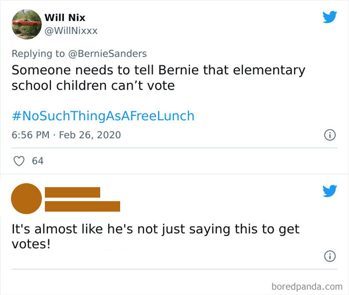 Under A Bernie Tweet About How Children Should Have Free School Lunches