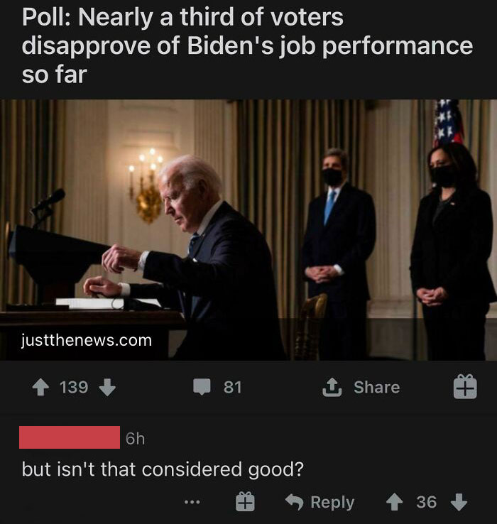 R/Conservative Post Regarding The Current President’s Approval