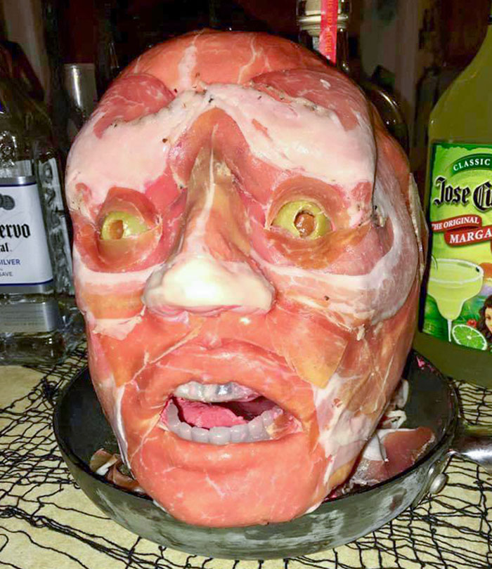 I Make A “Cheese Ball Head” Every Year For Halloween. Last Year Was Creamy Smoked Gouda Covered With Prosciutto