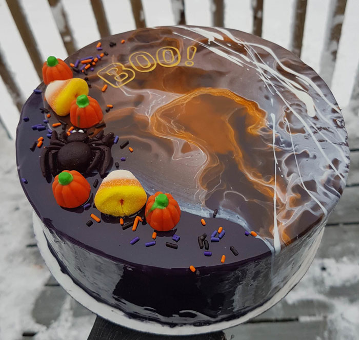 Mirror Glazed Halloween Chocolate Cake