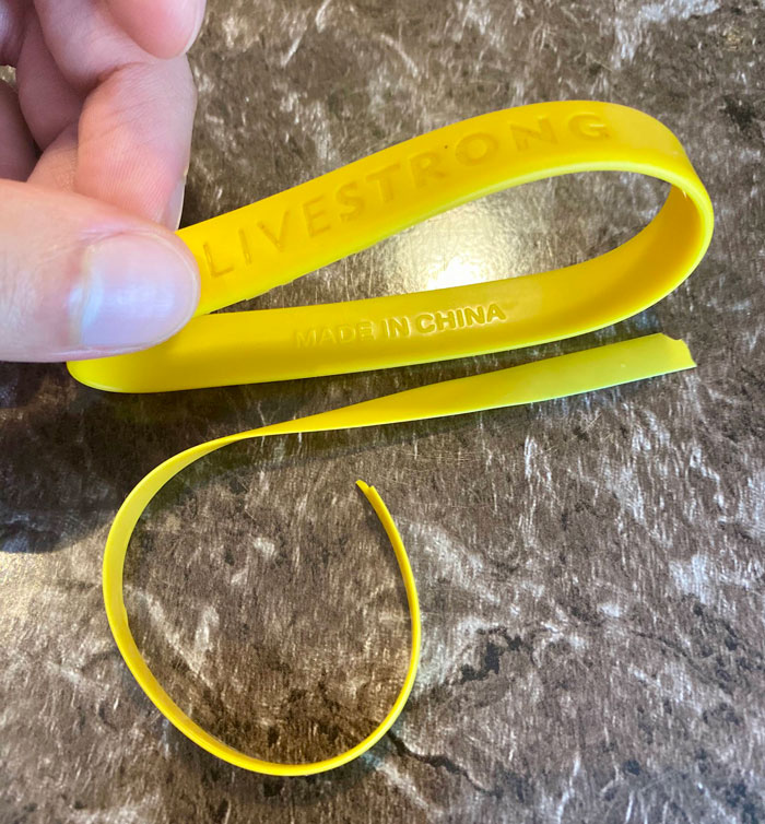 The Erosion Of A Livestrong Bracelet After Wearing It Nonstop For 16 Years