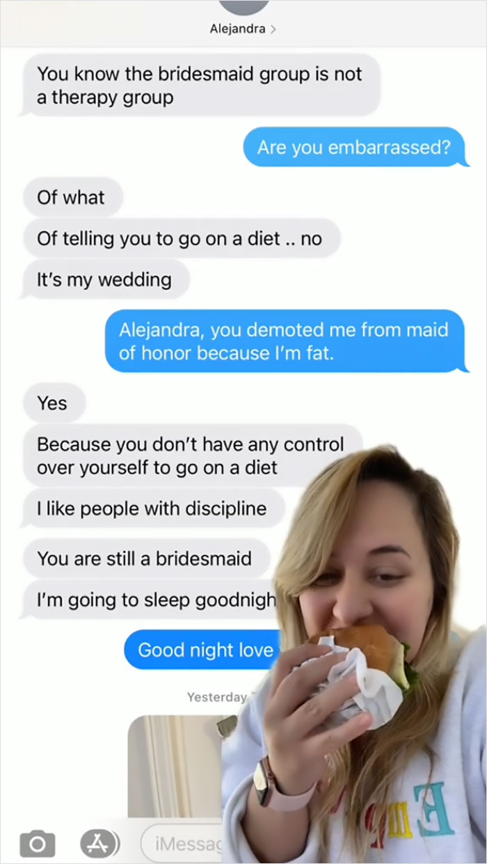 Maid Of Honor Gets Demoted To A Bridesmaid Because She Won't Go On A Diet, Decides To Take Revenge By Publicly Exposing The Horrible Bride