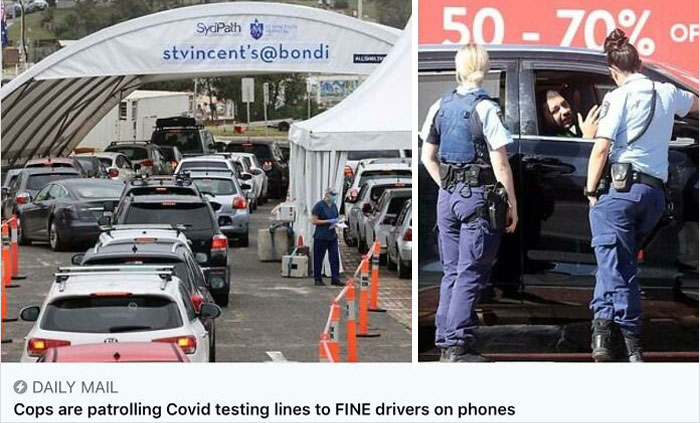 People Queuing For Up To 6 Hours To Get A Covid Test And Police Think It’s Acceptable Behaviour To Fine Them 100s Of Dollars For Looking At Their Phones