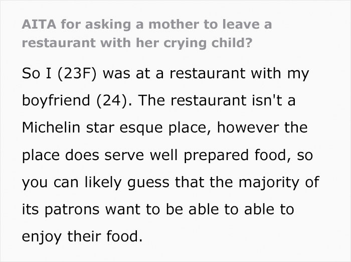 Woman Asks Mom To Take Her Shrieking Toddler Outside So Everyone Can Enjoy Their Food At A Restaurant, Drama Ensues