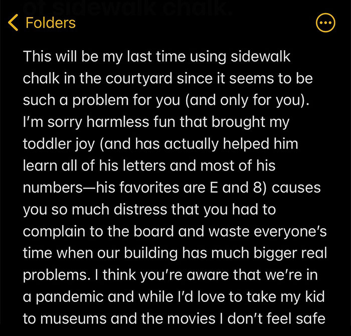 Mom Writes A Letter In Sidewalk Chalk To ‘Karen Neighbor’ Who Complained About Her Toddler’s Drawings And It’s Going Viral Mom Writes A Letter In Sidewalk Chalk To ‘Karen Neighbor’ Who Complained About Her Toddler’s Drawings And It’s Going Viral