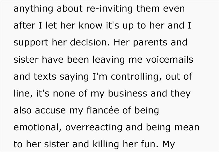 Guy Uninvites Fiancée's Closest Family From The Wedding After They Make Her Wedding Dress Shopping All About Her Sister Guy Uninvites Fiancée's Closest Family From The Wedding After They Make Her Wedding Dress Shopping All About Her Sister