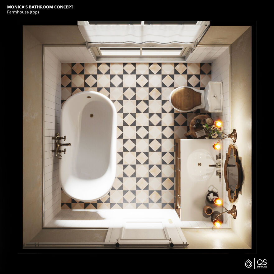 Company Redesigns The Bathroom From "Friends" In 6 Modern-Day Interior Styles