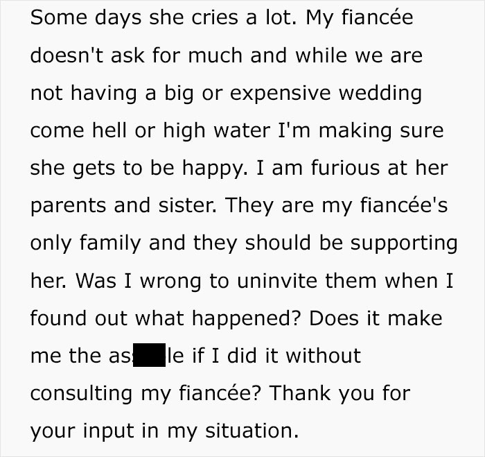 Guy Uninvites Fiancée's Closest Family From The Wedding After They Make Her Wedding Dress Shopping All About Her Sister