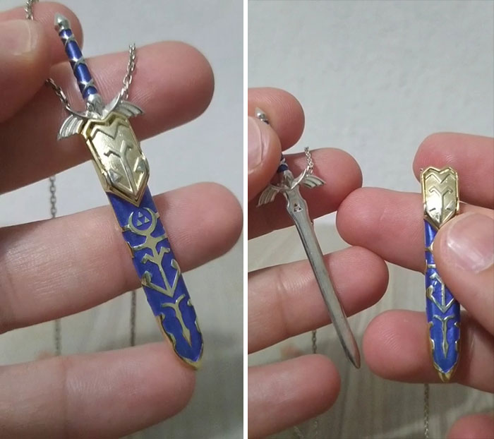 I Designed And Crafted This Master Sword Necklace In Silver With A Hidden Button On It To Unsheath