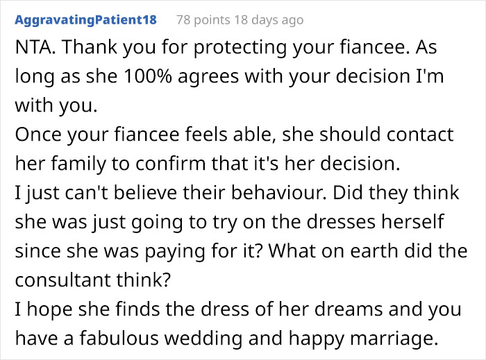 Guy Uninvites Fiancée's Closest Family From The Wedding After They Make Her Wedding Dress Shopping All About Her Sister Guy Uninvites Fiancée's Closest Family From The Wedding After They Make Her Wedding Dress Shopping All About Her Sister